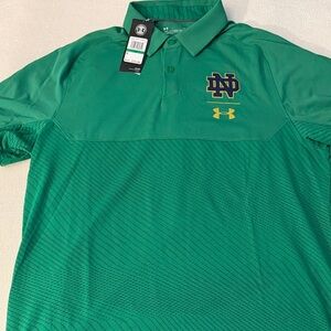 NWT Notre Dane Under Armour Emerald Green Polo Shirt